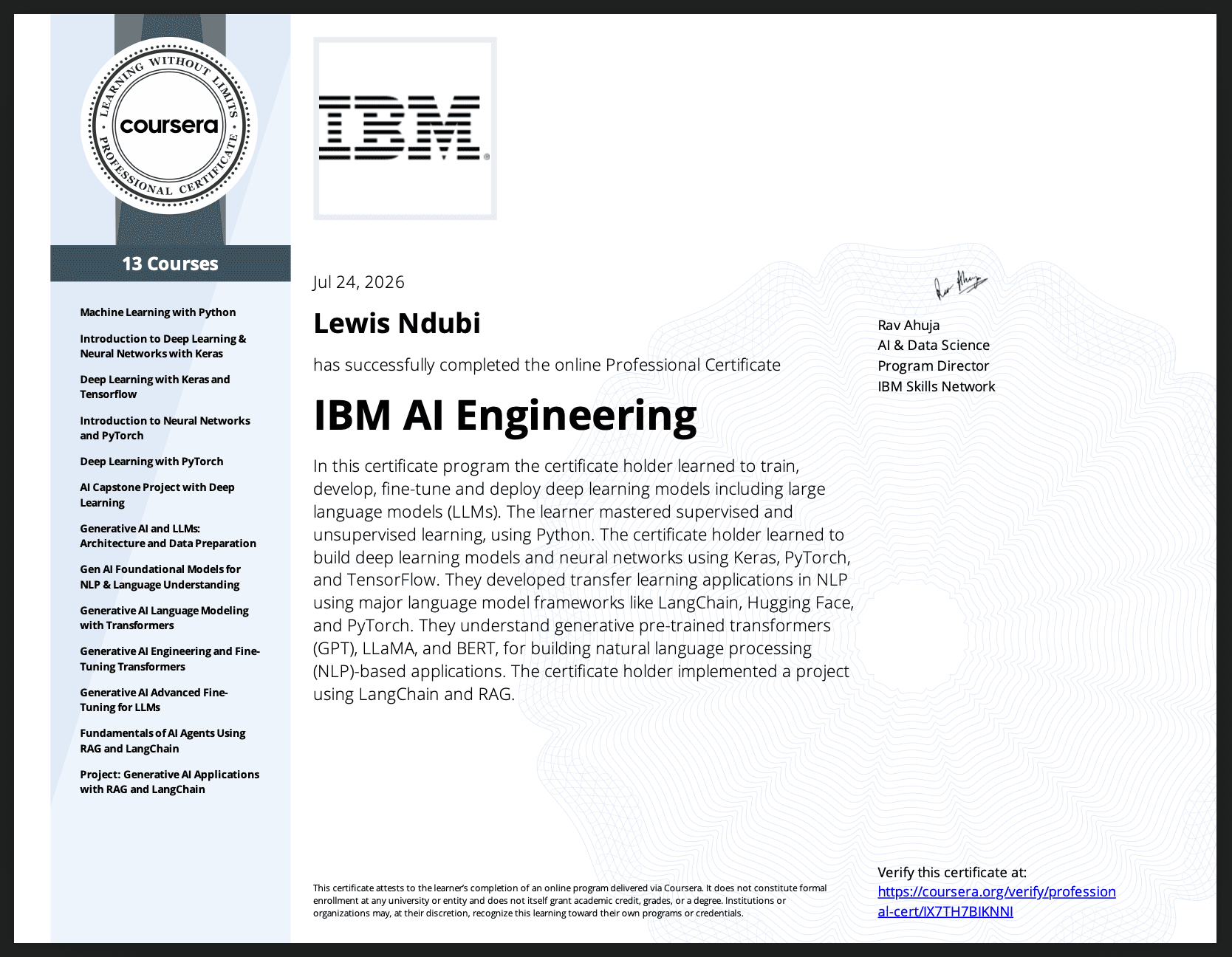 IBM AI Engineering Professional Certificate