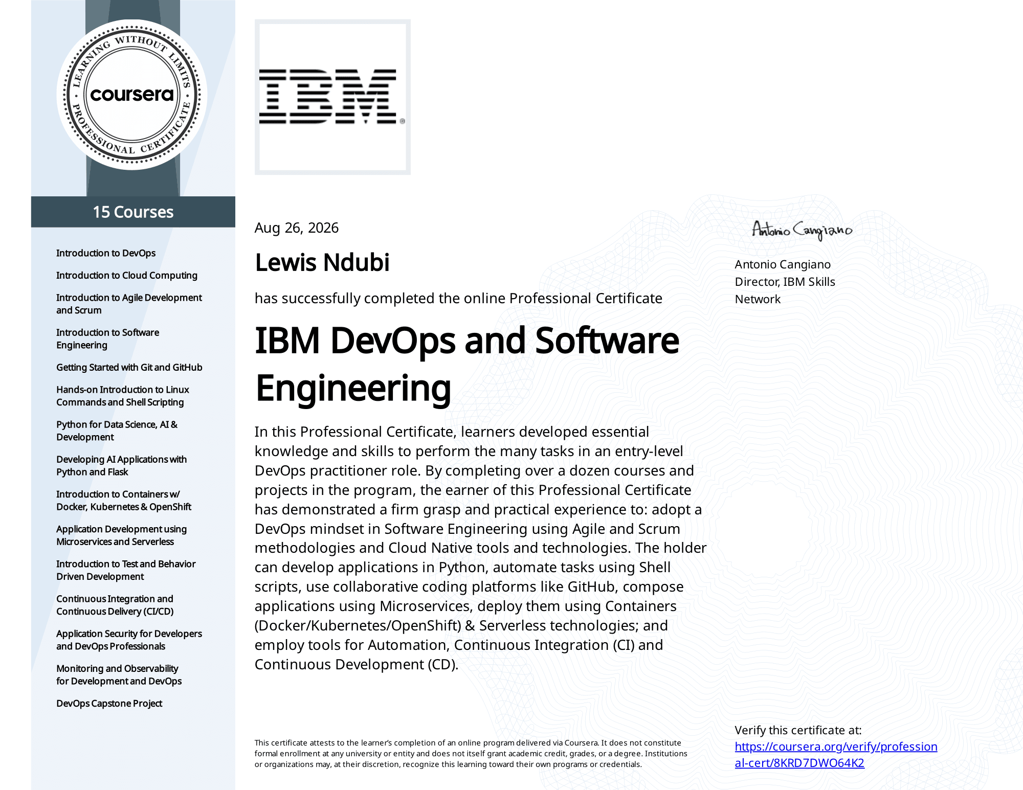 IBM DevOps and Software Engineering